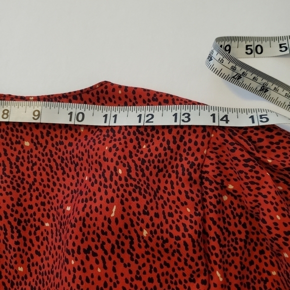 Zara Print Ruched Deep V-Neck Dress Sz L - Picture 7 of 8